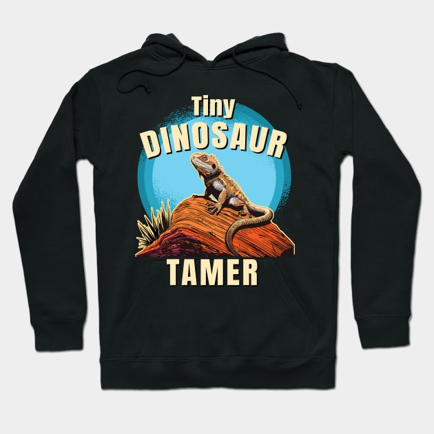 Fun Bearded Dragon Reptile Tiny Dinosaur Tamer Hoodie by Graphic Duster